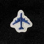 ★刺繍シール／ワッペン★青い飛行機　旅客機　約35mm　2枚入り