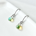 ひとつぶチェコドロップのピアス ミニ イエロー×グリーン No.009L