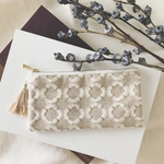 【サイズオーダー②】アメリカ 花 刺繍 タッセル フラットポーチ 