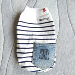 犬服！Ｌsize！ボーダーデニムポケット！完成品