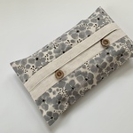 ボックスティッシュカバー 花グレー