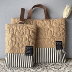 くまさんキルティング(ブラウン)●レッスンバッグ／上履き袋