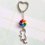 《再入荷》【再販2】〈厄除け・開運・幸運〉つまみ細工　♪虹をキャッチ♡まねき猫♪　和風　キーホルダー/キーリング/バッグチャーム　　