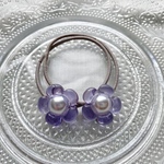 ♡再販♡キッズ クリア パール フラワー ヘアゴム 2 本セット 《grape》