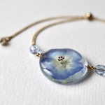 瑠璃花鉱石 本物のネモフィラのブレスレット ドライフラワー 花 春