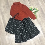 YUWAぶさかわ猫ちゃんのかわいく シックな 心躍る ギャザースカート&トートバッグ