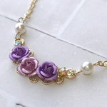 紫のバラの人　ゴールドネックレス［薔薇　宝　パープル　パール　塚］