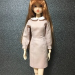 【sho****lly様用 注文製作品】長袖ワンピース［ピンク・白衿］