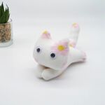 ねこクリップ（ねこばさみ）　花柄ホワイト