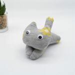 ねこクリップ（ねこばさみ）　花柄グレー①