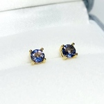 【ピアス】アイオライトAAA　SILVER925製・Ｋ１８仕上げ　ハンドメイド