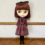 【受注製作】リバティプリント タータンチェックリボンワンピース