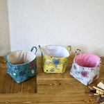 布バスケットセット☆小物入れ3個組☆中サイズ☆北欧風花柄