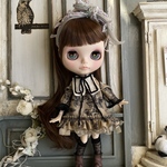 2037 アンティークカラー 薔薇柄 ワンピース Blythe ブライス アウトフィット 洋服