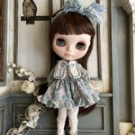 2039 ブルーグリーン系 動物達のワンピース Blythe ブライス アウトフィット 洋服
