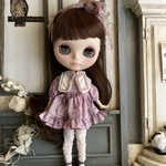 2040 ピンクパープル 系 お花のワンピース Blythe ブライス アウトフィット 洋服