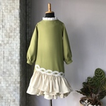 《c様オーダー品》シーグリーンの3段フリルのフォーマルワンピース
