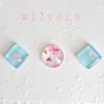 福袋　ガラスカボション　ピアス　桜　ブルー　ピンク　和風　ガラスタイル　ノンホール　イヤリング　　