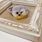 ビオラのビーズ刺繍ヘアゴム/ブローチ　華やか　大人かわいいヘヤアクセサリー　入学　入園