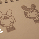 消しゴムはんこ＊うさぎ被りA