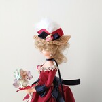 27cmドールドレス ワイン×小花柄のローブ・ア・ラ・ポロネーズ