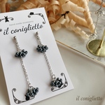 粒々ビーズの2wayピアス(プルシアンブルー)