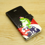 送料無料【波カエル/手帳型】スマホケース(タイプA)「波カエル/サメ」
