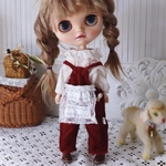 Blythe アウトフィット  綿ローンかわいいエプロン♡̷⁺₊˚✧