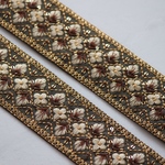 インド刺繍リボンᢂシルクリボン【カーキ】刺繍リボン 刺繍リボン トリム ブレード ジャガードリボン チロリアンテープ レース チュールレース