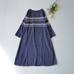 アンティーク刺繍柄ゆったりロングワンピース♪