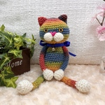『✨ペンダントきらり✨』世界で１匹のあみぐるみねこちゃん❤️(アースカラー)