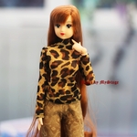 msdr-22-035　　ヒョウ柄シースルーハイネック（momoko/ジェニーなど1/6人形用）