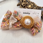 《刺繍リボン》ボタンのヘアクリップ