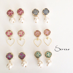 押し花パールゆらゆらイヤリング
