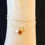 【再販】 星とパールの2連ブレスレット