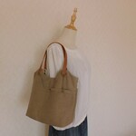 【ポケットいっぱい*お出かけトート】オーカー帆布*ヴィンテージ加工