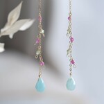 Vatnsblóm earring：アマゾナイト×ペリドット×ルビー ロング天然石ピアス・イヤリング