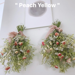 " Peach Yellow " dried flowerドライフラワーブーケ スワッグ ピンク 黄色 イエロー ブーケ