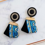 綺麗なブルー×ベルベットのリボンタッセルピアス