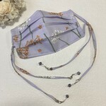 NEW⭐️ロング リボンマスク 【花柄 ラベンダー】（ノーズワイヤー、フィルターポケット付きマスク　不織布マスクカバーにも）