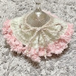 #wh3 もこもこニットケープ♡モヘア白ピンク