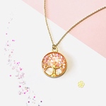 桜満開ネックレス　蓄光夜桜　レジン