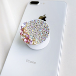 パープルピンクビジュー付きスマホグリップ スマホスタンド スマホリング ポップソケット iPhoneケース スマホケース 落下防止