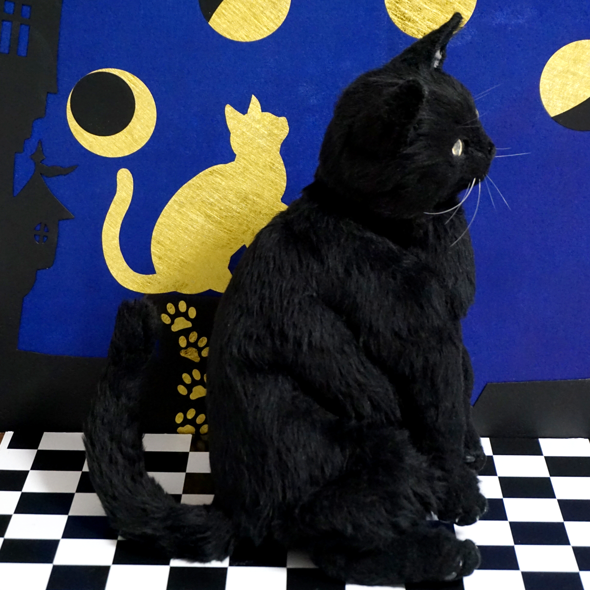 自在に可動できるリアルな実物大黒猫人形 【CB】 - 猫人形屋敷