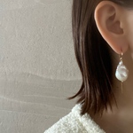 バロックパール　ロングチェーン　フック　ピアス　イヤリング