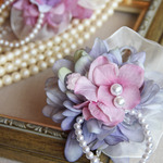 再販【POPO】 Flower Corsageスモーキーブルーのダリアコサージュ－blue－