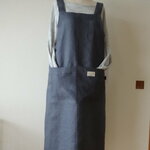 ★Lサイズ★リネンの肩こりしにくい着脱簡単なエプロン
