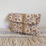 jewel porch〜2way インド刺繍リボンの蓋つきポーチ　ラベンダーフラワー