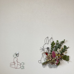 ru-mama2888様専用　うさぎ　ワイヤーアート　スワッグ　人参付き　お花大