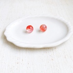 銀河玉ピアス（赤×ピンク）